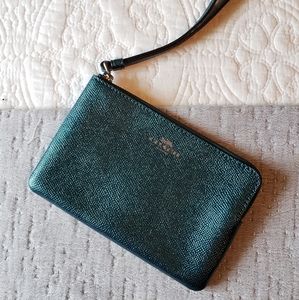 COACH Wristlet - Metallic Green Blue
